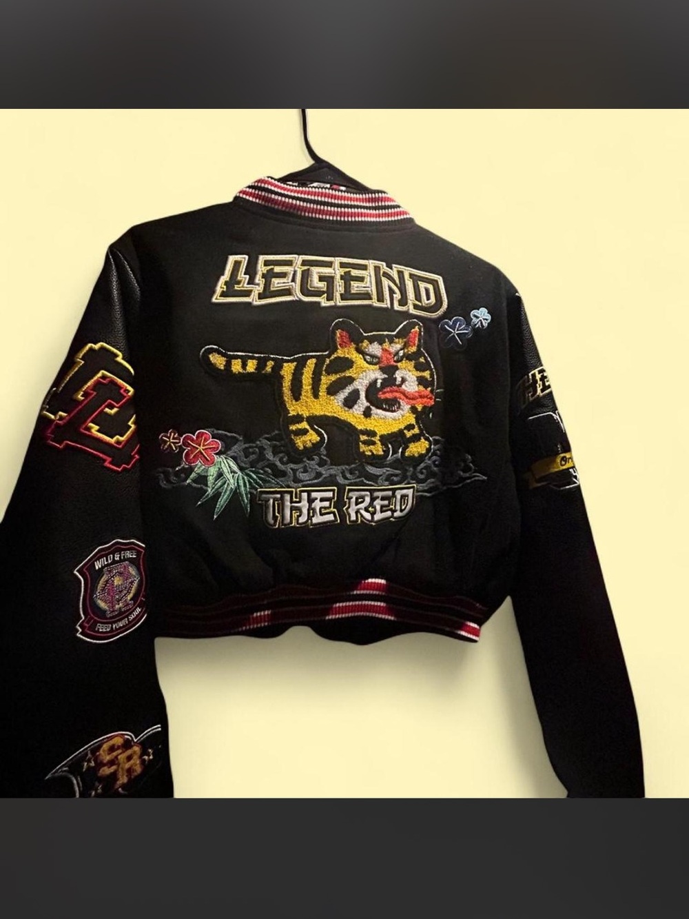 Black Embroidered Tiger Bomber Jacket - The Red